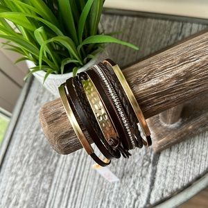 Multi strap magnetic clasp Cuff Bracelet